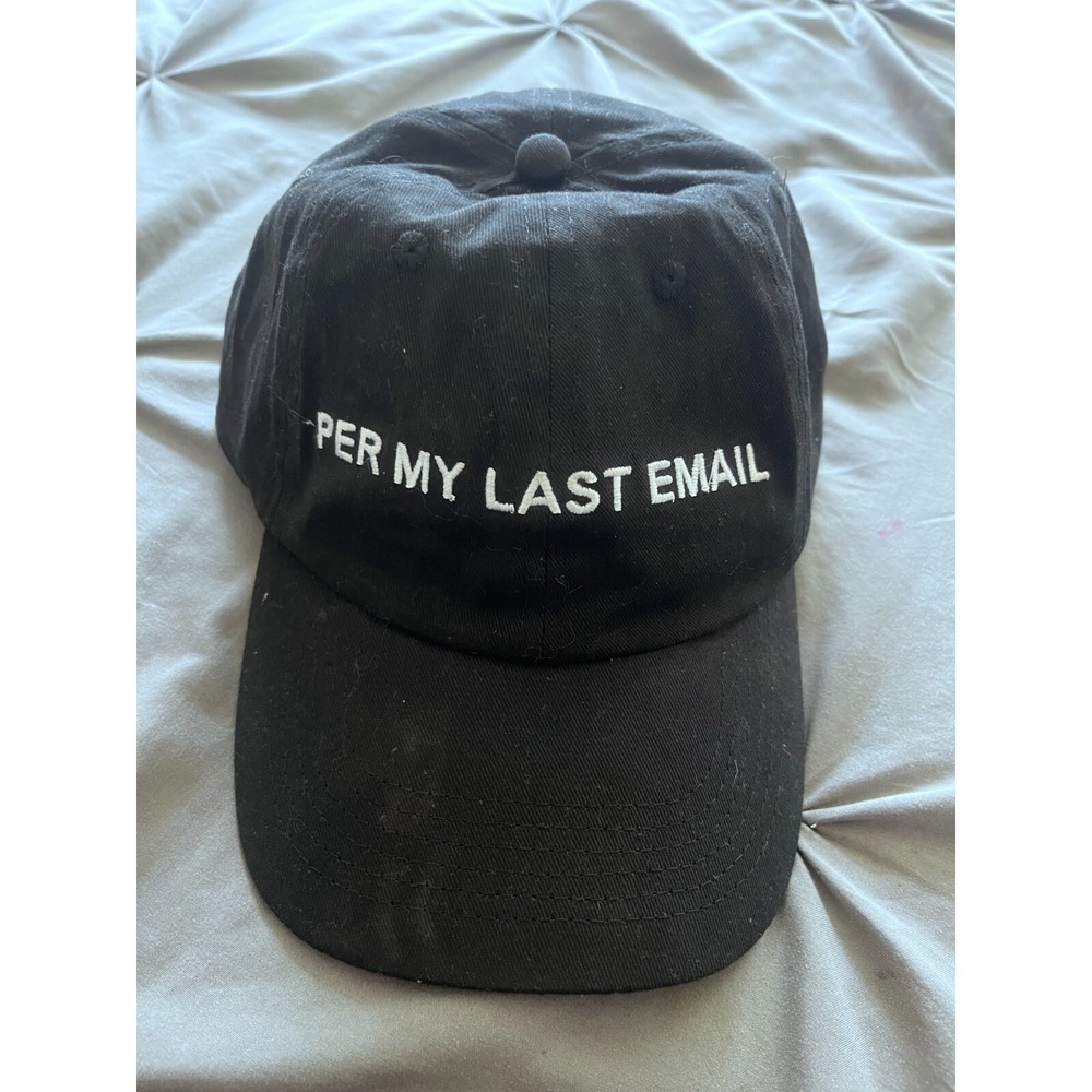 Per My Last Email Hat Spell Out Cap Black Cotton Strapback Adjustable‎